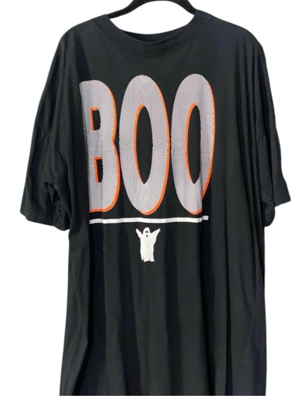 Vintage 90s Club Bed BOO Ghost Sleep Shirt OS Black Halloween Oversized Spooky - Picture 3 of 8